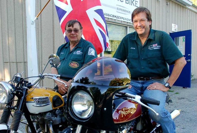 Nick and Jack, founders of KickMagic Pneumatic Starters for Triumph Motorcycles
